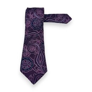 John W Nordstrom Mens Silk Tie Purple Paisley 59 x 3.25 Classic Formal Luxury